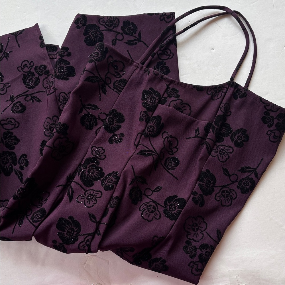 Vintage y2K 90’s Mini Dress Goth Purple Black Grunge Rose Slip NYE Velvet 6 Cute - Picture 11 of 17